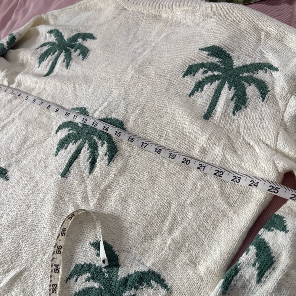 Beachly Palm Trees Bohemian Oversized Lightveight Sweater Size L beachy - Picture 5 of 7